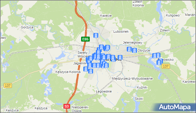 mapa Międzyrzecz, Międzyrzecz na mapie Targeo