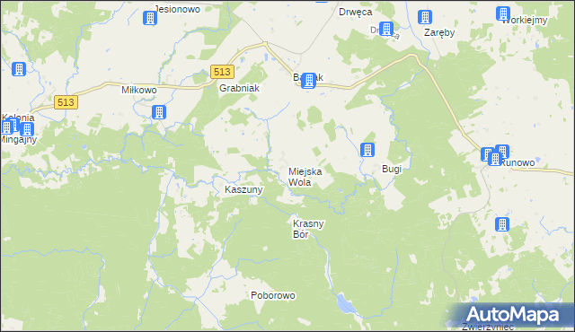 mapa Miejska Wola gmina Lidzbark Warmiński, Miejska Wola gmina Lidzbark Warmiński na mapie Targeo