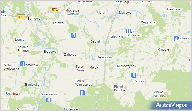 mapa Miękoszyn, Miękoszyn na mapie Targeo