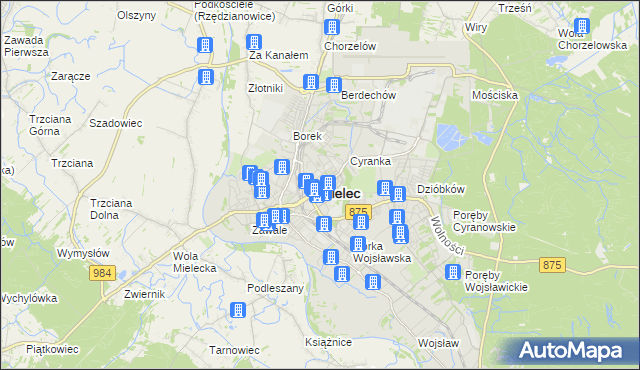 mapa Mielca, Mielec na mapie Targeo