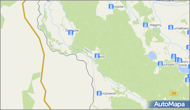 mapa Mielno gmina Gubin, Mielno gmina Gubin na mapie Targeo