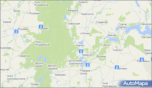mapa Mielno gmina Mogilno, Mielno gmina Mogilno na mapie Targeo