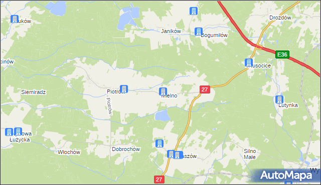 mapa Mielno gmina Przewóz, Mielno gmina Przewóz na mapie Targeo