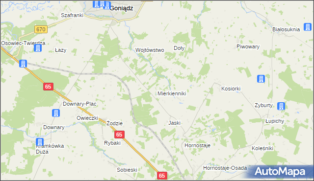 mapa Mierkienniki, Mierkienniki na mapie Targeo