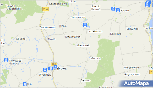 mapa Mierucinek, Mierucinek na mapie Targeo