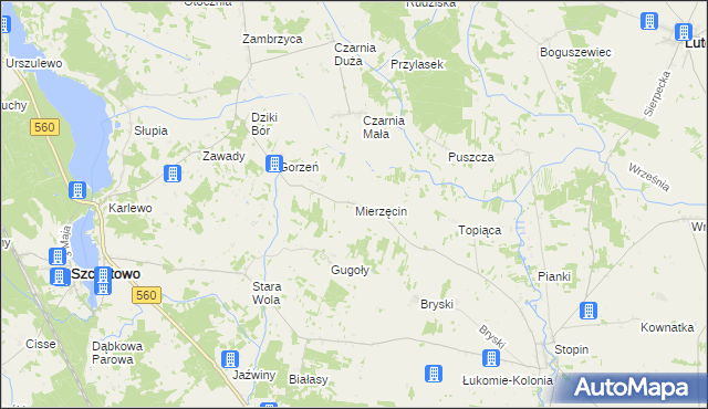 mapa Mierzęcin gmina Szczutowo, Mierzęcin gmina Szczutowo na mapie Targeo