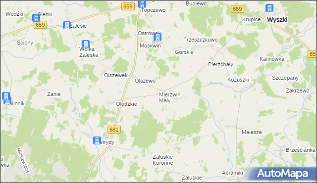 mapa Mierzwin Mały, Mierzwin Mały na mapie Targeo