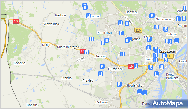 mapa Mierzyn gmina Dobra (Szczecińska), Mierzyn gmina Dobra (Szczecińska) na mapie Targeo