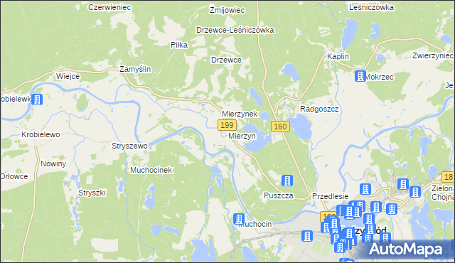 mapa Mierzyn gmina Międzychód, Mierzyn gmina Międzychód na mapie Targeo
