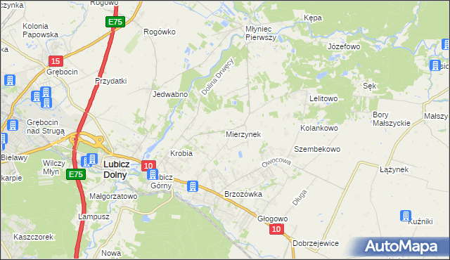 mapa Mierzynek gmina Lubicz, Mierzynek gmina Lubicz na mapie Targeo