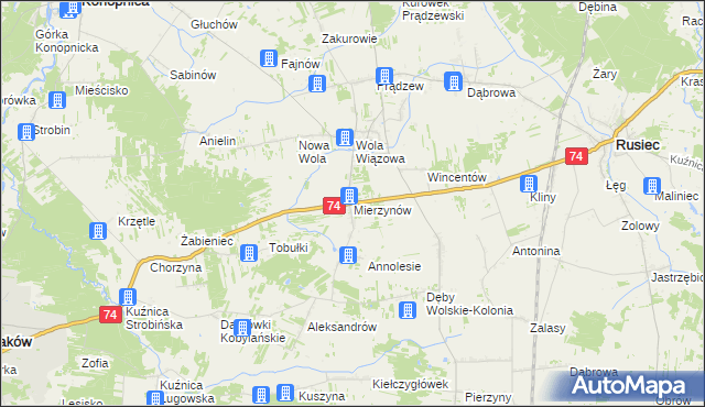 mapa Mierzynów, Mierzynów na mapie Targeo