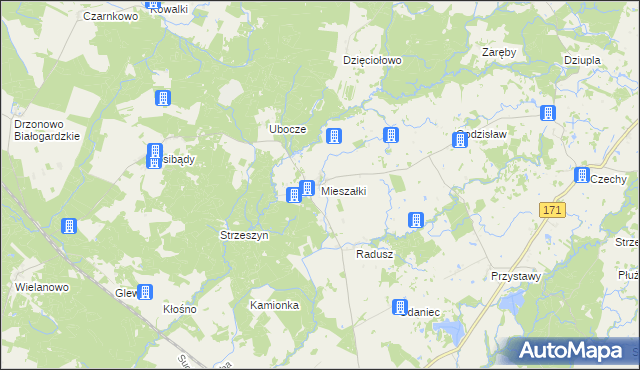 mapa Mieszałki, Mieszałki na mapie Targeo