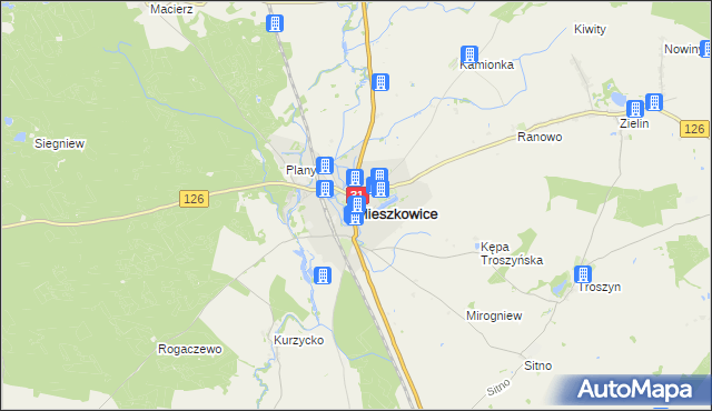 mapa Mieszkowice powiat gryfiński, Mieszkowice powiat gryfiński na mapie Targeo