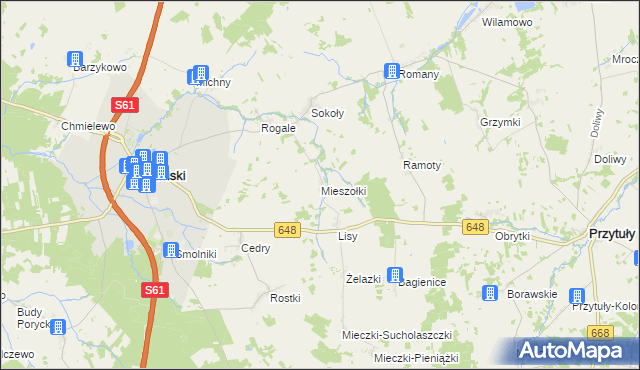 mapa Mieszołki, Mieszołki na mapie Targeo