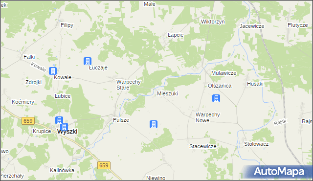 mapa Mieszuki, Mieszuki na mapie Targeo