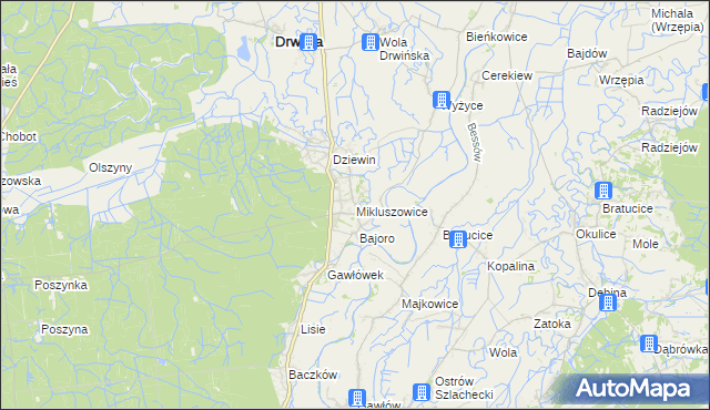 mapa Mikluszowice, Mikluszowice na mapie Targeo