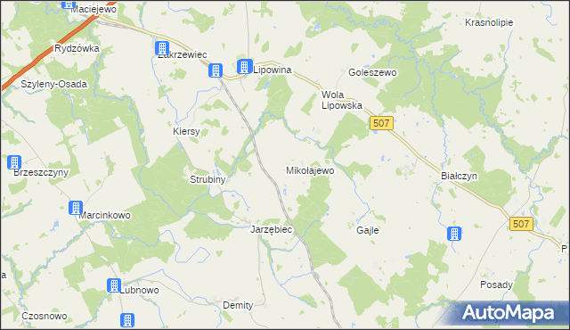 mapa Mikołajewo gmina Braniewo, Mikołajewo gmina Braniewo na mapie Targeo