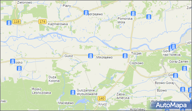 mapa Mikołajewo gmina Czarnków, Mikołajewo gmina Czarnków na mapie Targeo