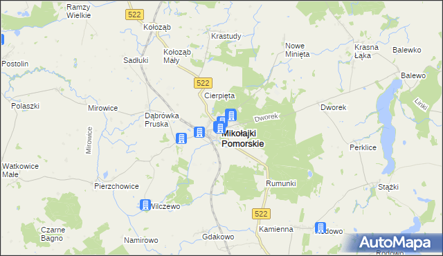 mapa Mikołajki Pomorskie, Mikołajki Pomorskie na mapie Targeo