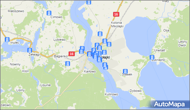 mapa Mikołajki powiat mrągowski, Mikołajki powiat mrągowski na mapie Targeo