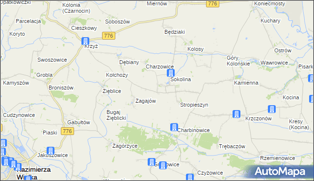 mapa Mikołajów gmina Czarnocin, Mikołajów gmina Czarnocin na mapie Targeo