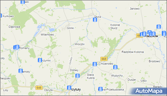 mapa Mikuty gmina Radziłów, Mikuty gmina Radziłów na mapie Targeo