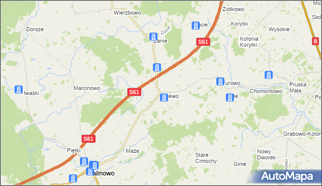 mapa Milewo gmina Kalinowo, Milewo gmina Kalinowo na mapie Targeo