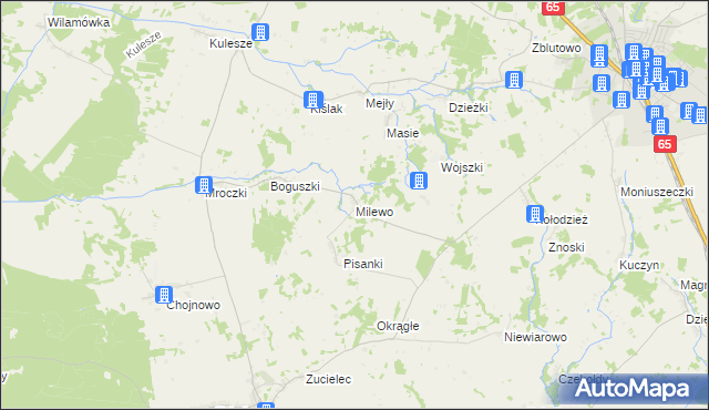 mapa Milewo gmina Trzcianne, Milewo gmina Trzcianne na mapie Targeo