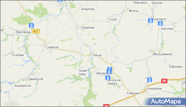 mapa Milice gmina Pawłowiczki, Milice gmina Pawłowiczki na mapie Targeo