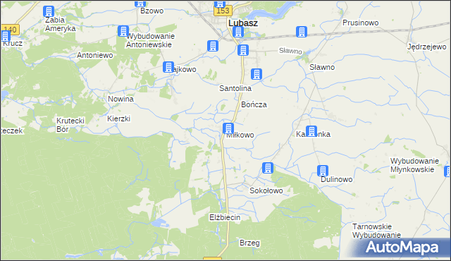 mapa Miłkowo gmina Lubasz, Miłkowo gmina Lubasz na mapie Targeo