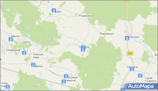 mapa Miłocice gmina Jelcz-Laskowice, Miłocice gmina Jelcz-Laskowice na mapie Targeo