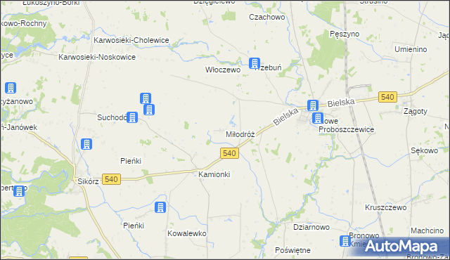 mapa Miłodróż, Miłodróż na mapie Targeo