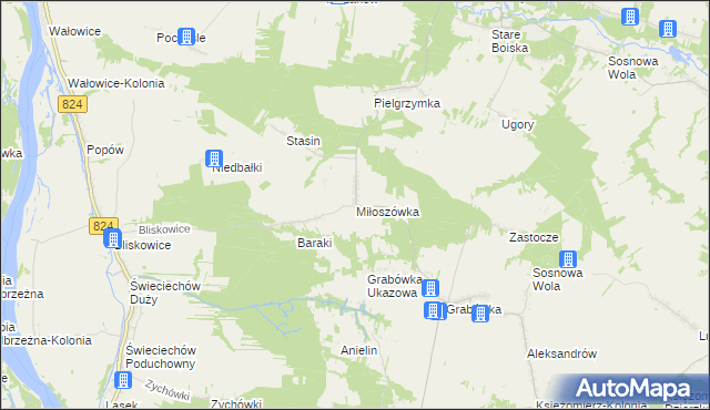 mapa Miłoszówka, Miłoszówka na mapie Targeo