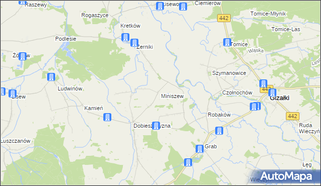 mapa Miniszew, Miniszew na mapie Targeo