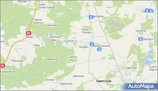 mapa Miodary gmina Świerczów, Miodary gmina Świerczów na mapie Targeo