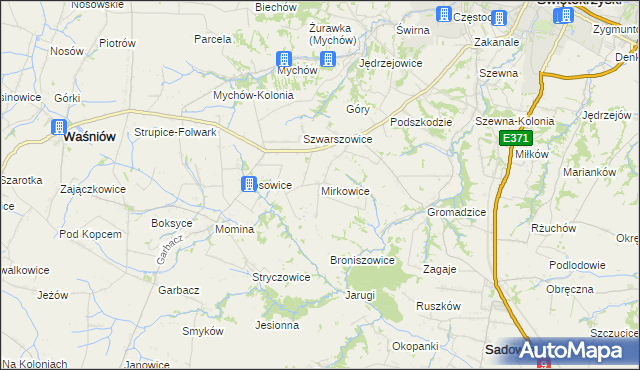 mapa Mirkowice gmina Bodzechów, Mirkowice gmina Bodzechów na mapie Targeo