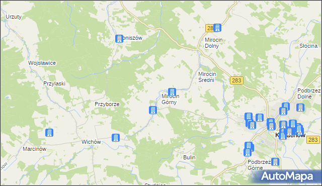 mapa Mirocin Górny, Mirocin Górny na mapie Targeo