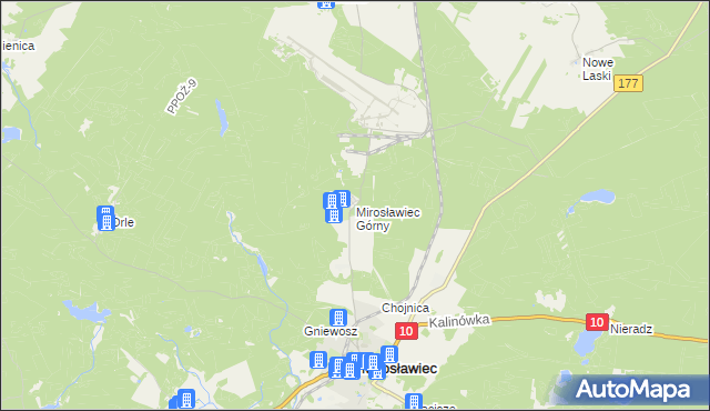 mapa Mirosławiec Górny, Mirosławiec Górny na mapie Targeo