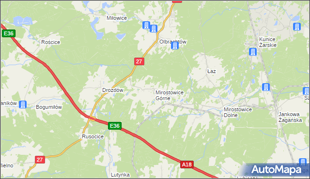 mapa Mirostowice Górne, Mirostowice Górne na mapie Targeo