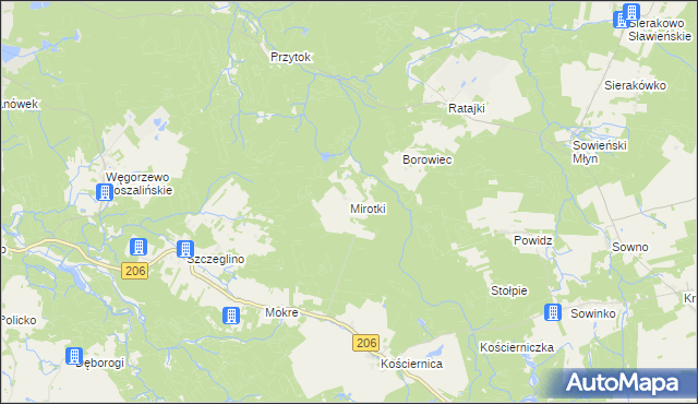 mapa Mirotki gmina Polanów, Mirotki gmina Polanów na mapie Targeo