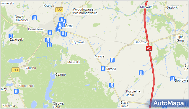 mapa Miryce, Miryce na mapie Targeo