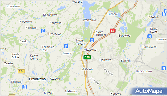 mapa Miszewko gmina Żukowo, Miszewko gmina Żukowo na mapie Targeo