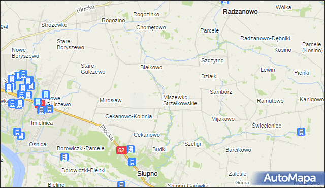 mapa Miszewko Strzałkowskie, Miszewko Strzałkowskie na mapie Targeo