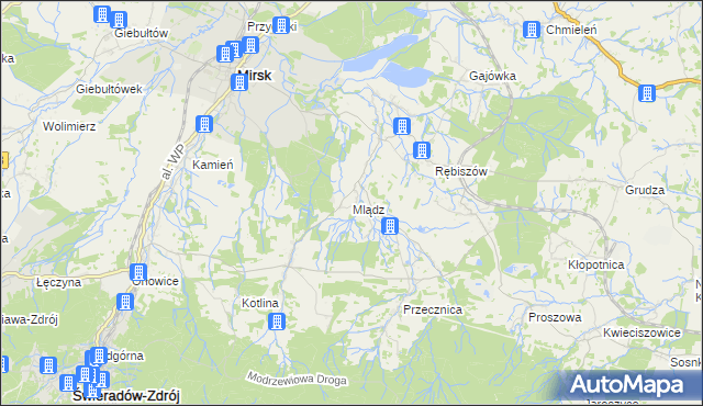 mapa Mlądz, Mlądz na mapie Targeo