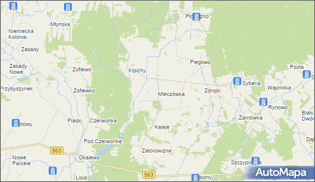 mapa Mleczówka, Mleczówka na mapie Targeo