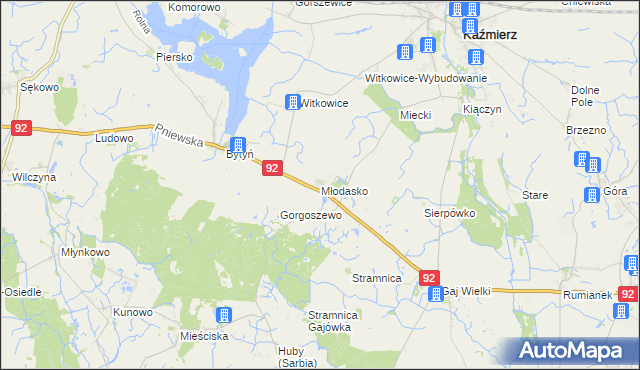 mapa Młodasko, Młodasko na mapie Targeo