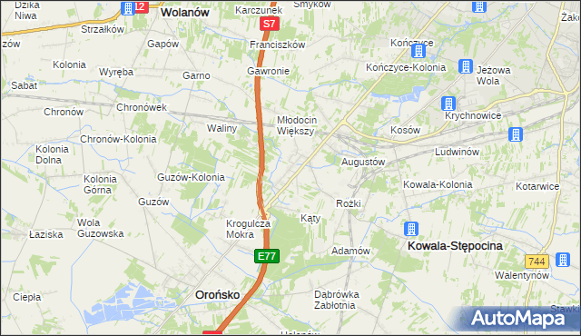 mapa Młodocin Mniejszy, Młodocin Mniejszy na mapie Targeo