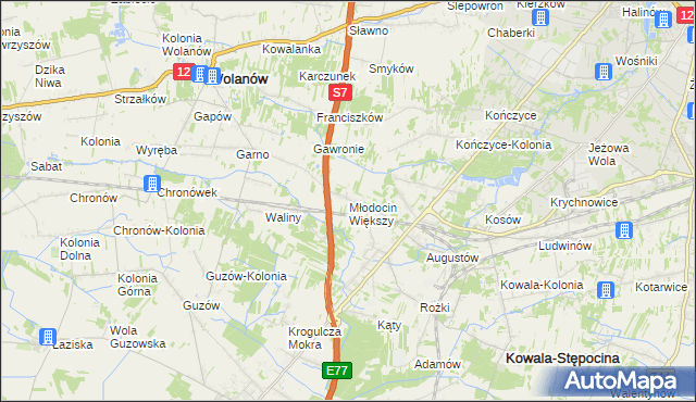 mapa Młodocin Większy, Młodocin Większy na mapie Targeo