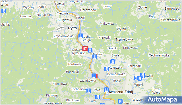 mapa Młodów gmina Piwniczna-Zdrój, Młodów gmina Piwniczna-Zdrój na mapie Targeo