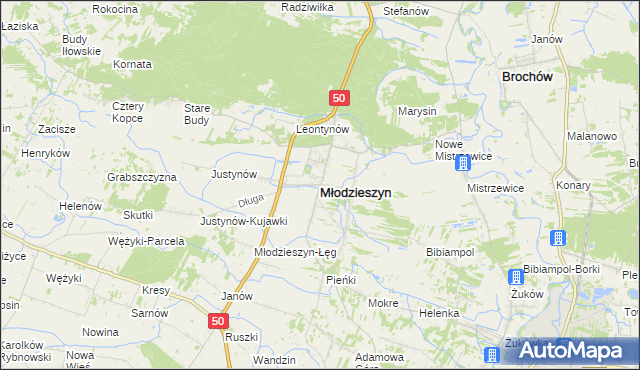 mapa Młodzieszyn, Młodzieszyn na mapie Targeo